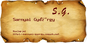 Sarnyai György névjegykártya